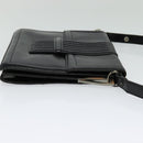 SAINT LAURENT Shoulder Bag Leather Black Silver Auth sw623-4