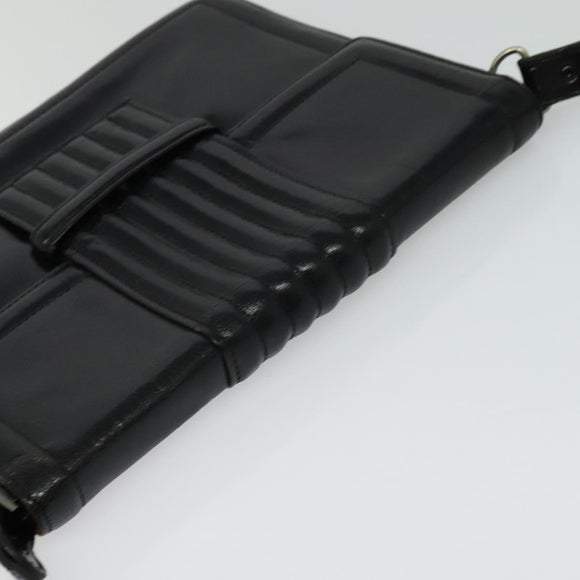 SAINT LAURENT Shoulder Bag Leather Black Silver Auth sw623