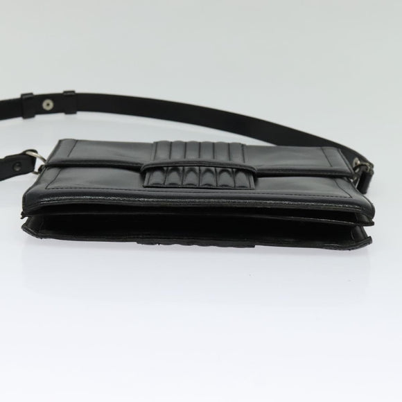 SAINT LAURENT Shoulder Bag Leather Black Silver Auth sw623