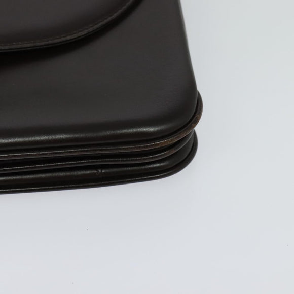 BALLY Shoulder Bag Leather Brown Gold Auth sw625