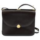 BALLY Shoulder Bag Leather Brown Gold Auth sw625-2