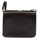 BALLY Shoulder Bag Leather Brown Gold Auth sw625-2