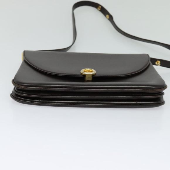 BALLY Shoulder Bag Leather Brown Gold Auth sw625