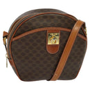 CELINE Macadam Canvas Shoulder Bag PVC Leather Brown Gold Auth sw634-1