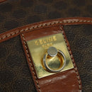 CELINE Macadam Canvas Shoulder Bag PVC Leather Brown Gold Auth sw634-18