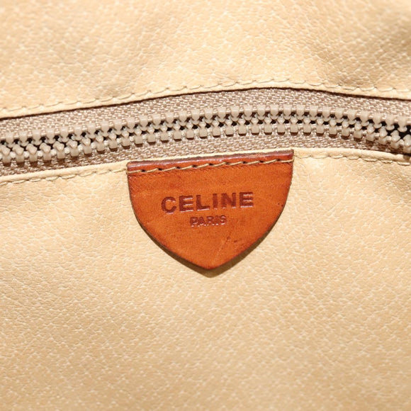 CELINE Macadam Canvas Shoulder Bag PVC Leather Brown Gold Auth sw634