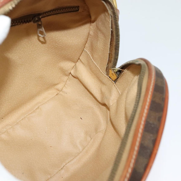 CELINE Macadam Canvas Shoulder Bag PVC Leather Brown Gold Auth sw634