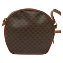 CELINE Macadam Canvas Shoulder Bag PVC Leather Brown Gold Auth sw634-3