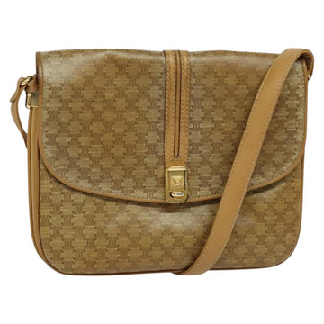 CELINE Macadam Canvas Shoulder Bag PVC Beige Gold Auth sw637