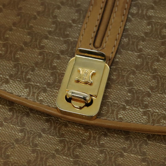 CELINE Macadam Canvas Shoulder Bag PVC Beige Gold Auth sw637