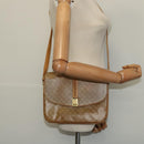 CELINE Macadam Canvas Shoulder Bag PVC Beige Gold Auth sw637-23