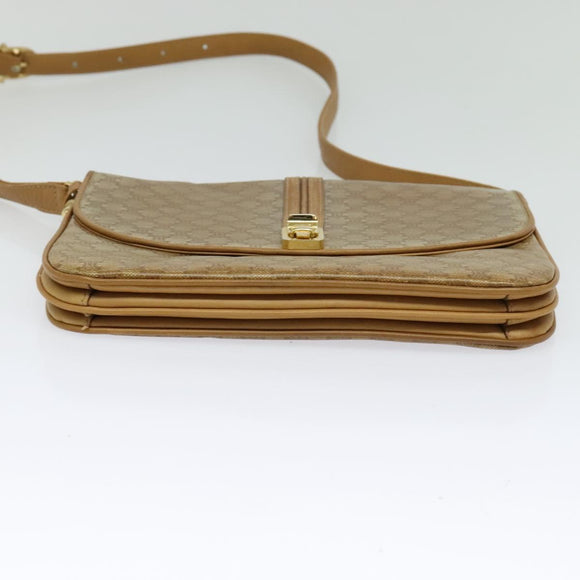 CELINE Macadam Canvas Shoulder Bag PVC Beige Gold Auth sw637