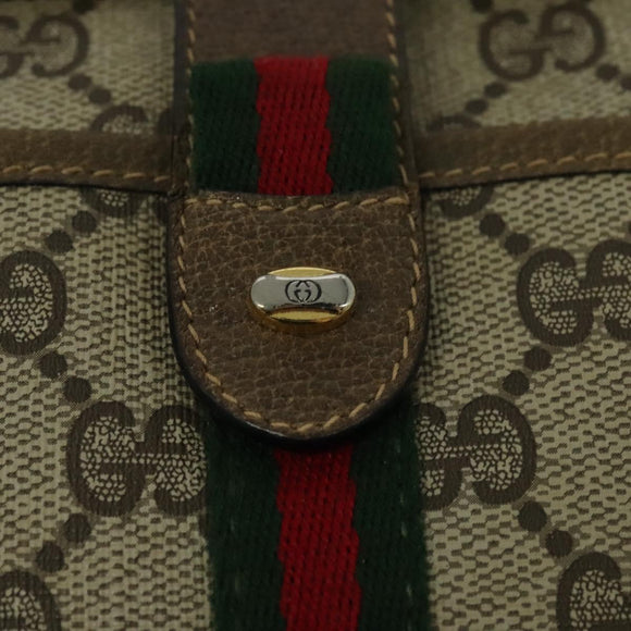 GUCCI GG Supreme Web Sherry Line Bag PVC Beige Gold 10 02 055 Auth sw642