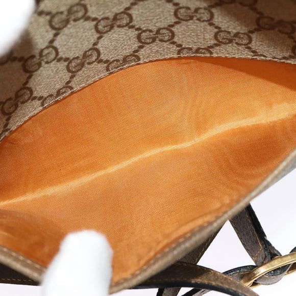 GUCCI GG Supreme Web Sherry Line Bag PVC Beige Gold 10 02 055 Auth sw642