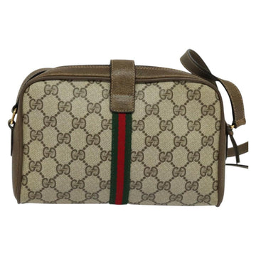 GUCCI GG Supreme Web Sherry Line Bag PVC Beige Gold 10 02 055 Auth sw642 - 0