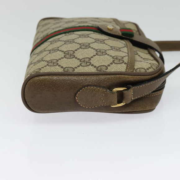 GUCCI GG Supreme Web Sherry Line Bag PVC Beige Gold 10 02 055 Auth sw642