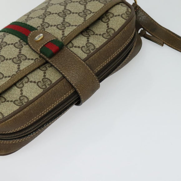 GUCCI GG Supreme Web Sherry Line Bag PVC Beige Gold 10 02 055 Auth sw642