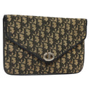 Christian Dior Trotter Canvas Clutch Bag Navy Gold Auth sw646-1