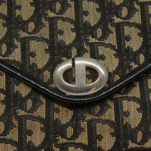 Christian Dior Trotter Canvas Clutch Bag Navy Gold Auth sw646