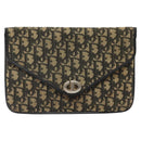Christian Dior Trotter Canvas Clutch Bag Navy Gold Auth sw646-13
