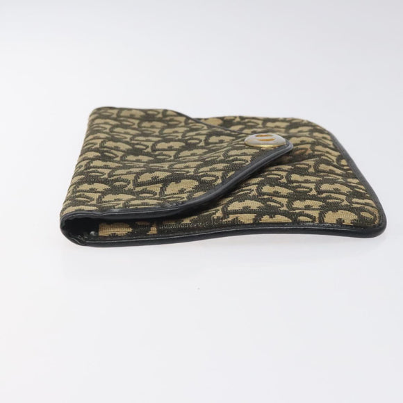 Christian Dior Trotter Canvas Clutch Bag Navy Gold Auth sw646