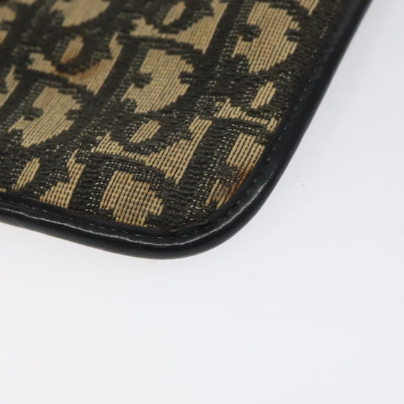 Christian Dior Trotter Canvas Clutch Bag Navy Gold Auth sw646