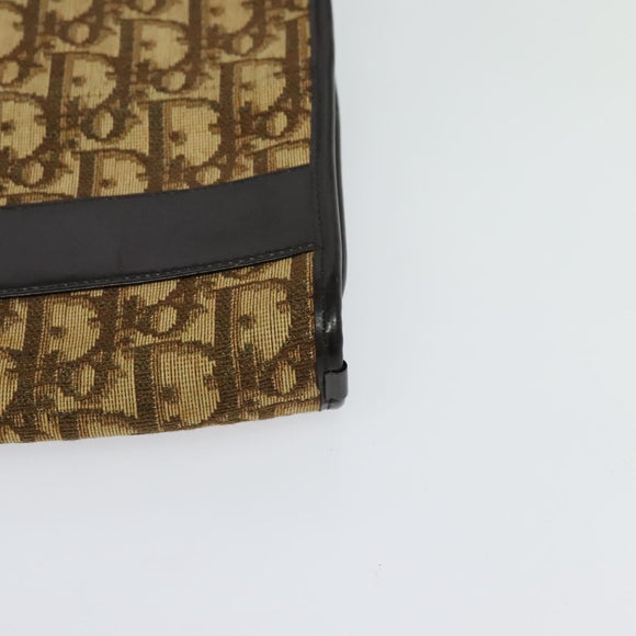 Christian Dior Trotter Canvas Shoulder Bag Brown Gold Auth sw647