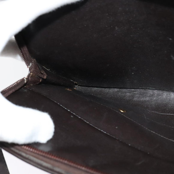 Christian Dior Trotter Canvas Shoulder Bag Brown Gold Auth sw647