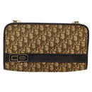 Christian Dior Trotter Canvas Shoulder Bag Brown Gold Auth sw647-13