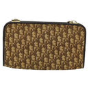 Christian Dior Trotter Canvas Shoulder Bag Brown Gold Auth sw647-2