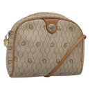 Christian Dior Honeycomb Canvas Shoulder Bag PVC Beige Gold Auth sw649-1