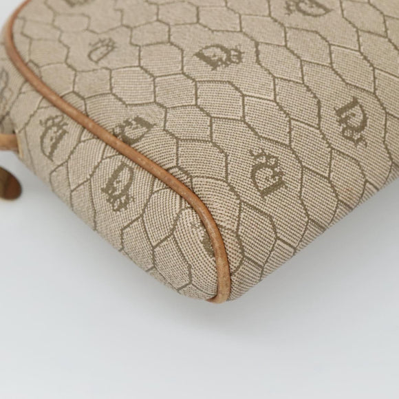 Christian Dior Honeycomb Canvas Shoulder Bag PVC Beige Gold Auth sw649
