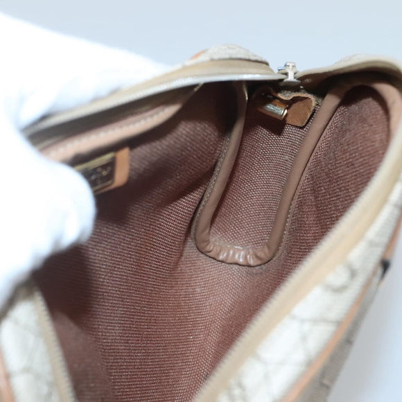 Christian Dior Honeycomb Canvas Shoulder Bag PVC Beige Gold Auth sw649