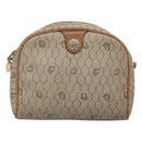 Christian Dior Honeycomb Canvas Shoulder Bag PVC Beige Gold Auth sw649-2