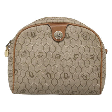 Christian Dior Honeycomb Canvas Shoulder Bag PVC Beige Gold Auth sw649 - 0