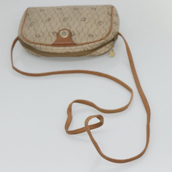 Christian Dior Honeycomb Canvas Shoulder Bag PVC Beige Gold Auth sw649