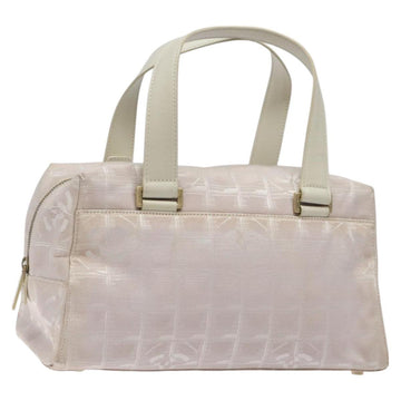 CHANEL New Travel Line Hand Bag Nylon Pink Silver CC Auth sw653