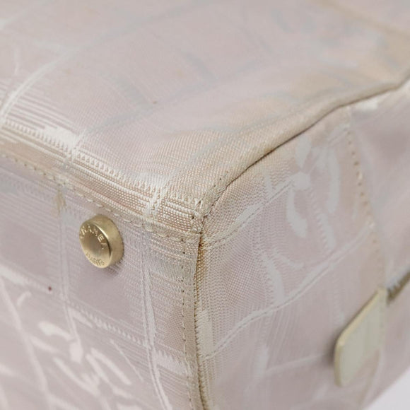 CHANEL New Travel Line Hand Bag Nylon Pink Silver CC Auth sw653