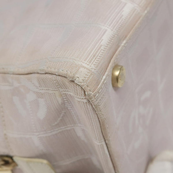 CHANEL New Travel Line Hand Bag Nylon Pink Silver CC Auth sw653