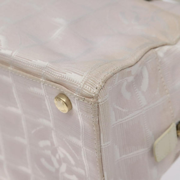 CHANEL New Travel Line Hand Bag Nylon Pink Silver CC Auth sw653