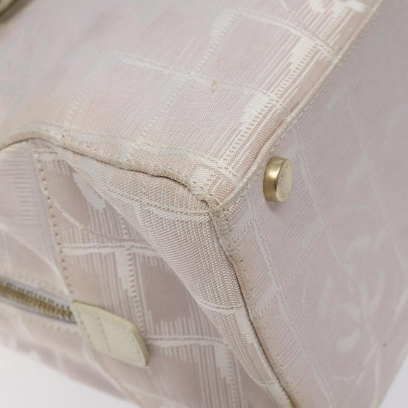 CHANEL New Travel Line Hand Bag Nylon Pink Silver CC Auth sw653