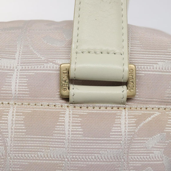 CHANEL New Travel Line Hand Bag Nylon Pink Silver CC Auth sw653