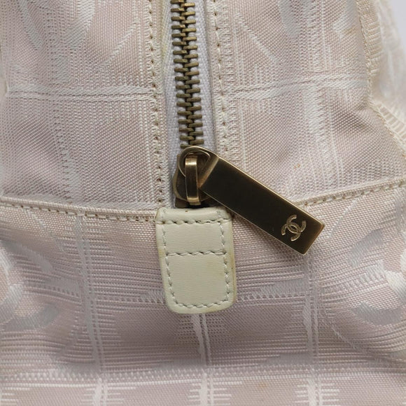 CHANEL New Travel Line Hand Bag Nylon Pink Silver CC Auth sw653