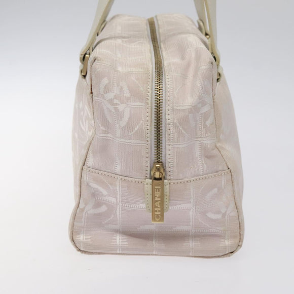 CHANEL New Travel Line Hand Bag Nylon Pink Silver CC Auth sw653