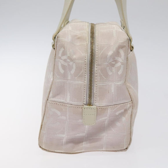CHANEL New Travel Line Hand Bag Nylon Pink Silver CC Auth sw653