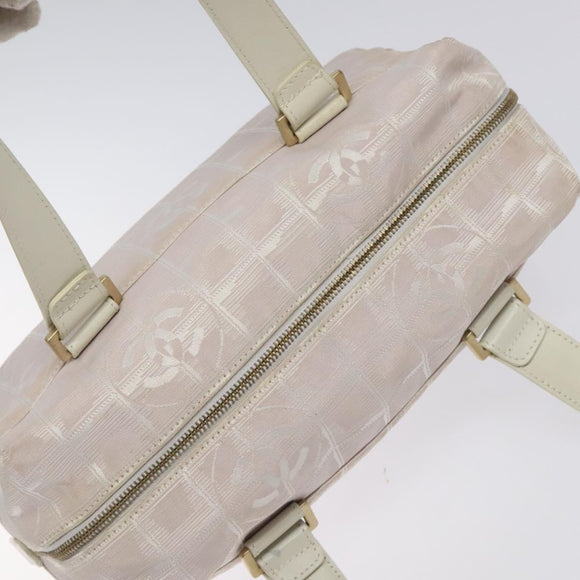 CHANEL New Travel Line Hand Bag Nylon Pink Silver CC Auth sw653