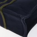 HERMES Fourre Tout PM Hand Bag Canvas Navy Green Silver Auth sw656-14