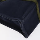 HERMES Fourre Tout PM Hand Bag Canvas Navy Green Silver Auth sw656-15