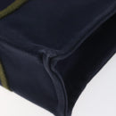 HERMES Fourre Tout PM Hand Bag Canvas Navy Green Silver Auth sw656-16