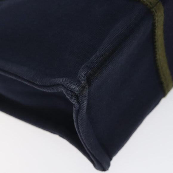 HERMES Fourre Tout PM Hand Bag Canvas Navy Green Silver Auth sw656